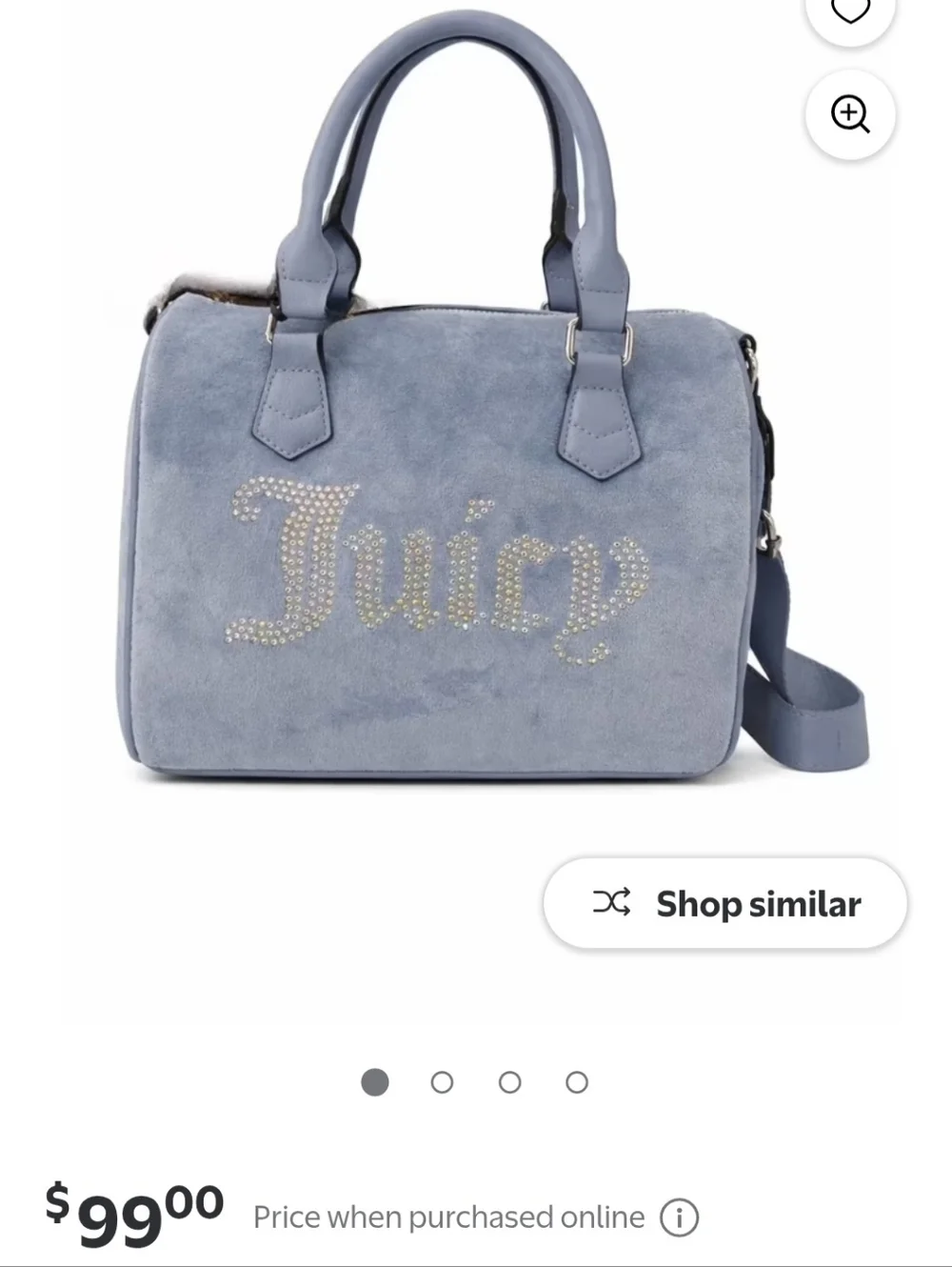 Juicy Coture Slate Blue Rhinestone Logo Obsession Satchel
